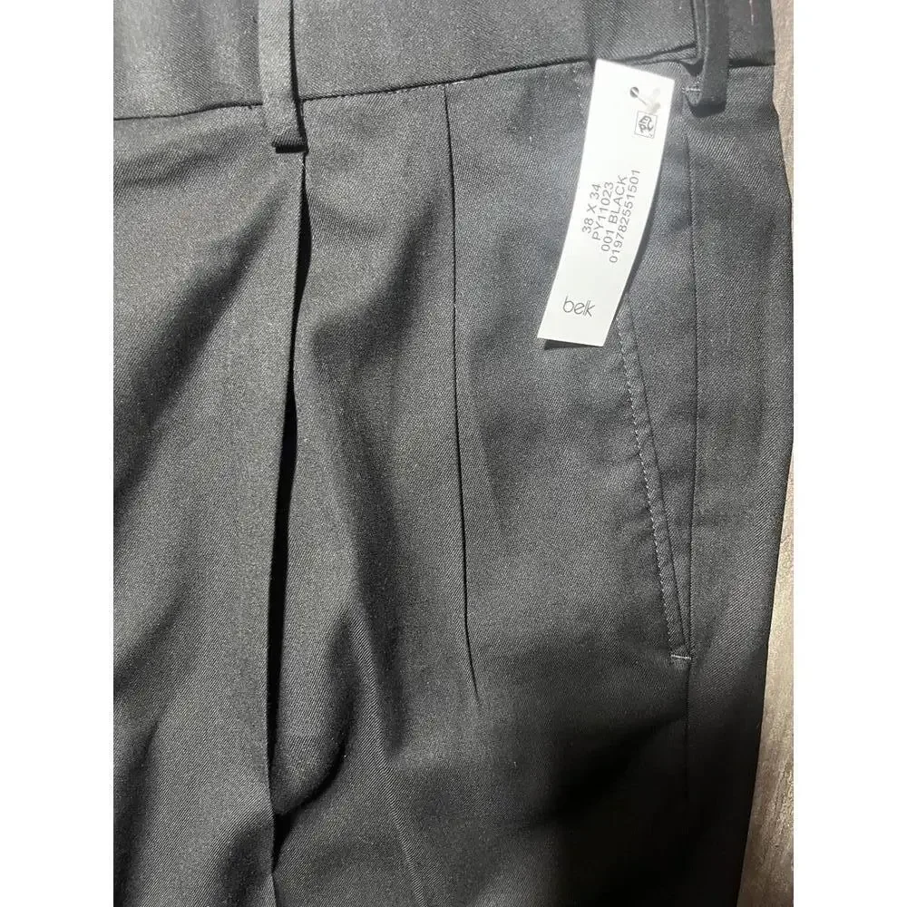 SaddleBred Motion Stretch Dress Pants Mens 38x34 Black New‎ With Tags $120 MSRP